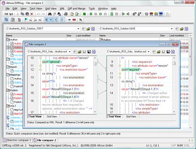 Altova DiffDog 2015 is the powerful diff tool for files, folders, DBs, and XML.