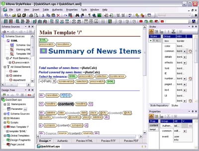 Altova StyleVision is a visual stylesheet designer for XML, XBRL, and databases