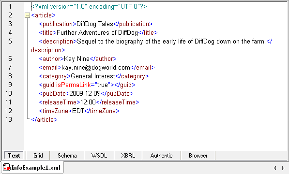 Final version of output viewed in XMLSpy