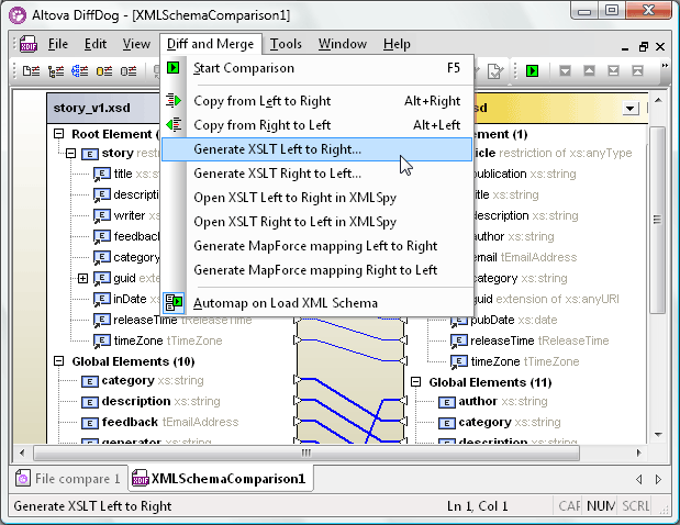 DiffDog Diff and Merge Menu