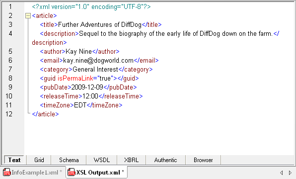 XSL output viewed in XMLSpy