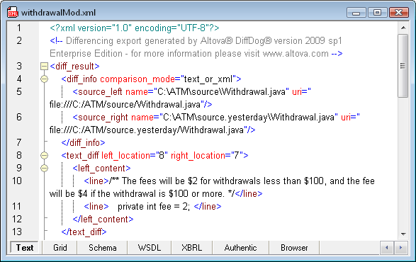 DiffDog file differences text report