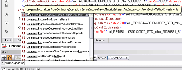 xpath auto-completion in XMLSpy