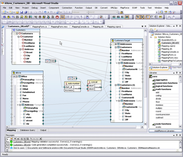 MapForce data mapping in Visual Studio