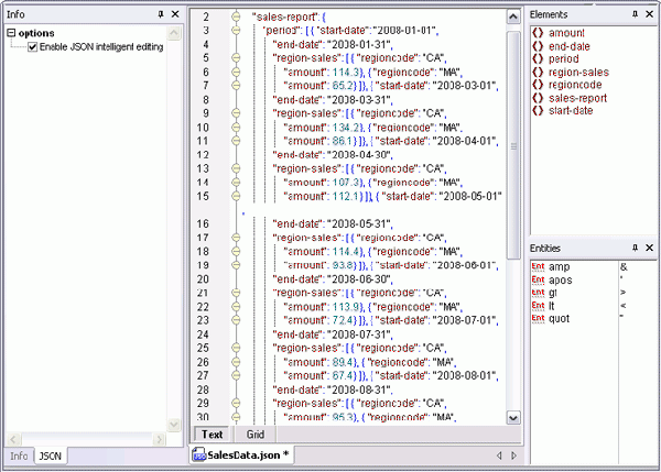 JSON editor text view