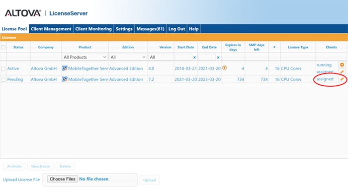 Altova license assigned 