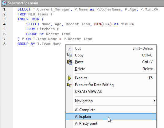 Explaining a SQL query using ChatGPT