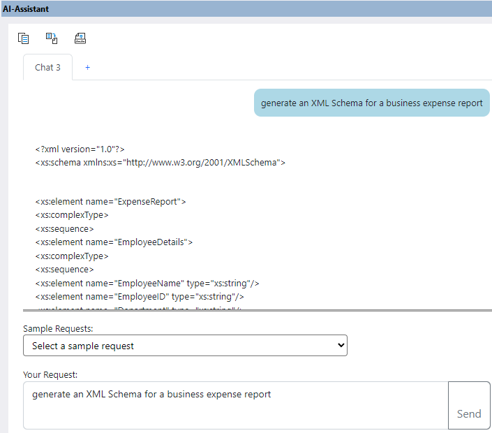 Using AI to generate XML in XMLSpy