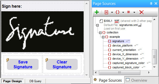 Capture Page Design for the Signatures demo mobile apps