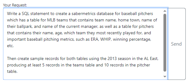 Natural language prompt to generate SQL in DatabaseSpy