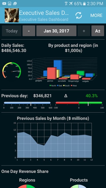 MobileTogether mobile dashboard app -- Android version