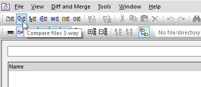 Toolbar icon for three-way file comparison in DiffDog