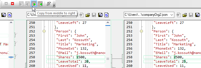 Special toolbar for 3-way file comparison in DiffDog