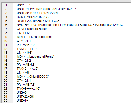 EDI data mapping message example