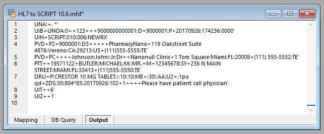 Data mapping NCPDP SCRIPT output