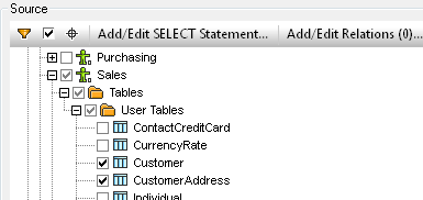 Selecting database components for data mapping
