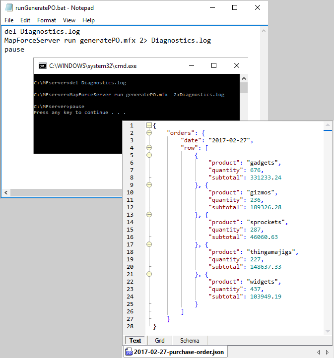 MapForce Server Use Case via a batch file