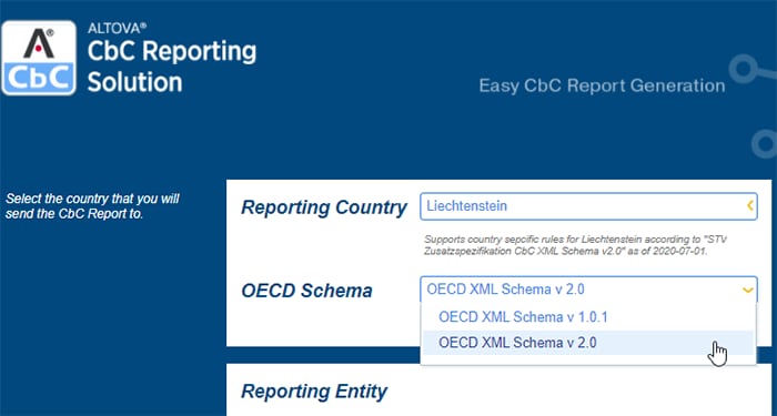 Create a report for the OECD CbC XML Schema v 2.0