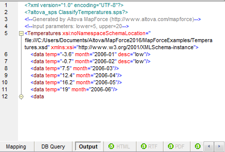 Partial Data Mapping Output View