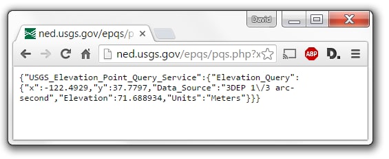 Point query result in JSON format