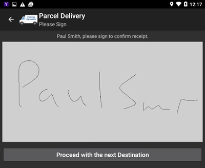 Signature Capture in the Altova Parcel Delivery mobile app