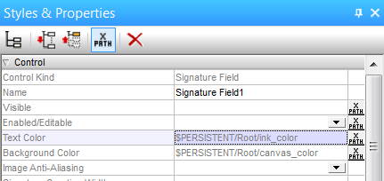 Styles Helper Window to define colors for captured signatures