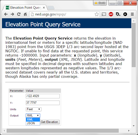 USGS Point Query Service