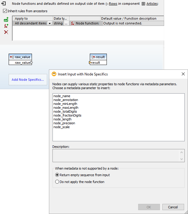 Adding a node function parameter for mapping structured data