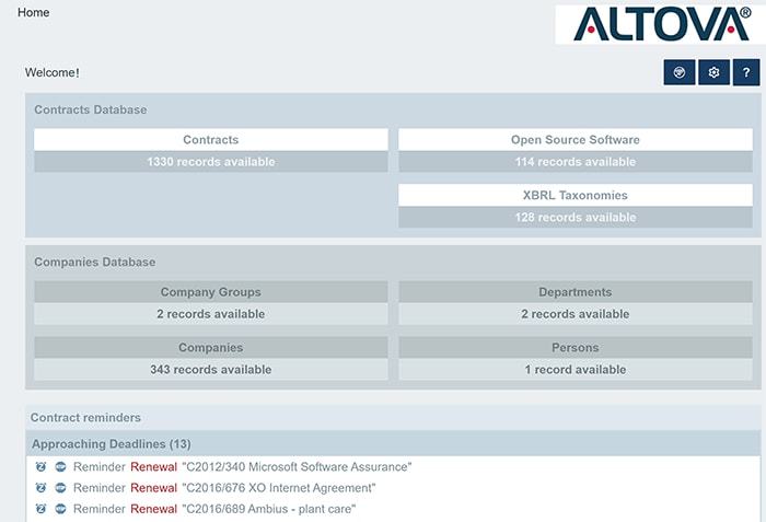 Contract management software from Altova