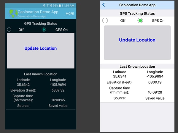 Cross-platform GPS app created with MobileTogether