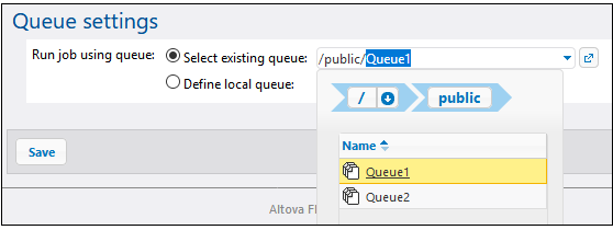 Assign a job to a queue in the server cluster