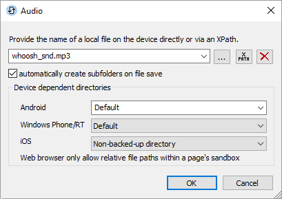 Defining an audio cache file for mobile apps