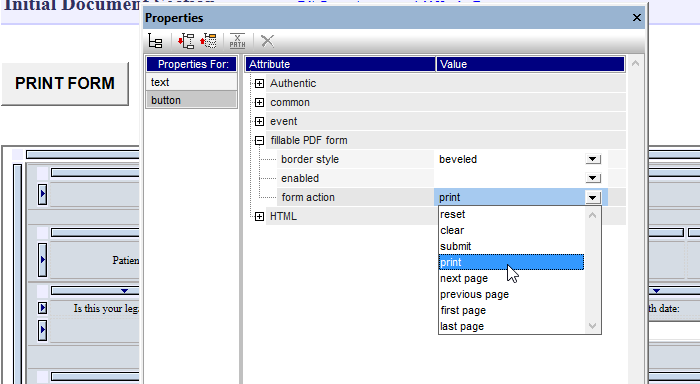 Button properties