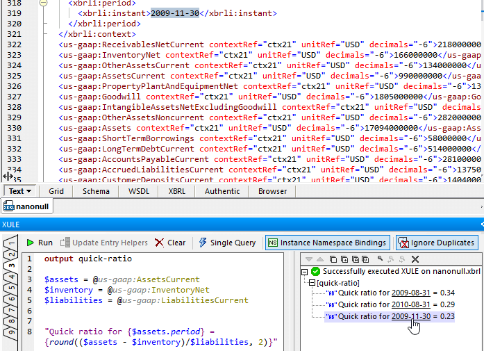 Calculate and test XULE rules