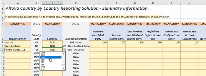 CbC Excel to XML Template