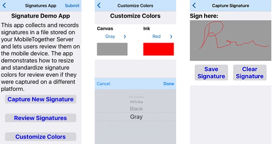 Custom signature colors enhancement for the Altova signatures demo mobile app