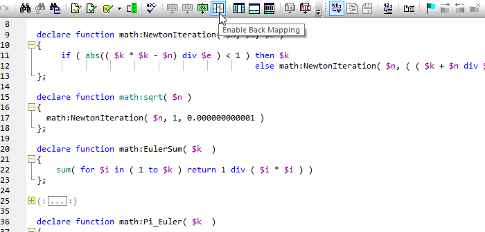 Debugging with XQuery back-mapping