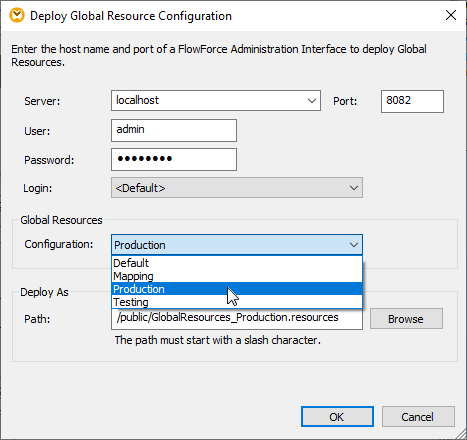 Deploying the data mapping project production configuration to FlowForce Server for automated execution