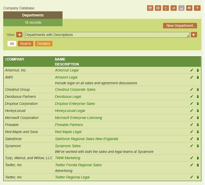 List view in a custom database app