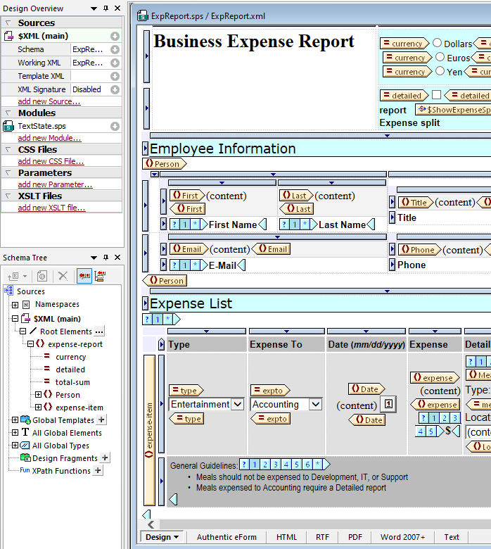 Creating an XML report in StyleVision