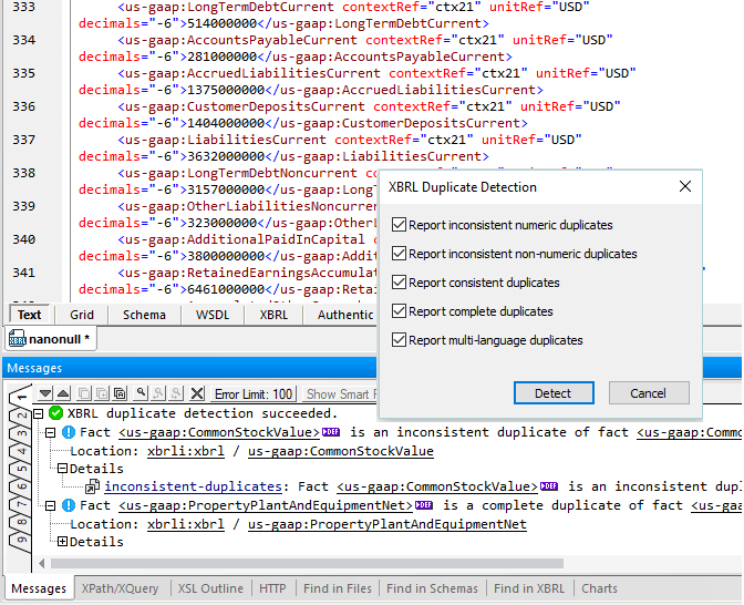 Detect duplicate XBRL facts