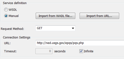 Portion of the MapForce REST Web Services dialog to specify the service URL