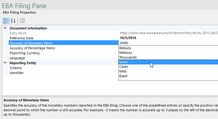 EBA XBRL Filing Properties