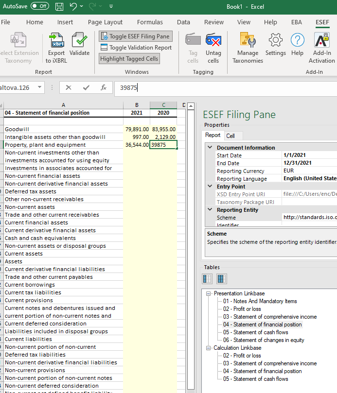 Create ESEF XBRL reports in Excel