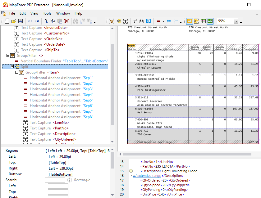 Extract data from tables in PDF documents