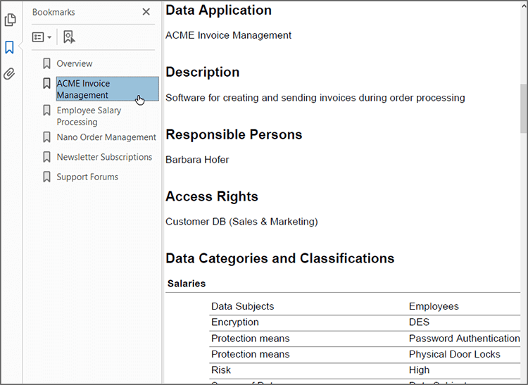 Auto-generate a GDPR compliance report in PDF or Word 