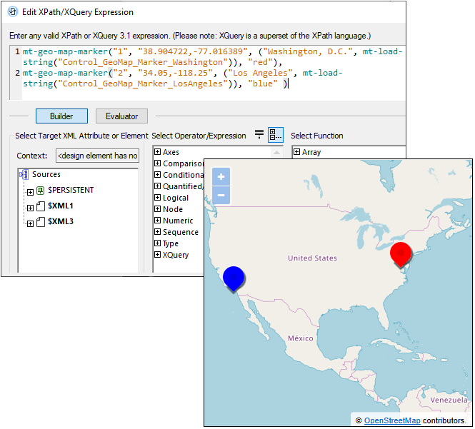 Build apps that include maps and markers using geolocation functionality in MobileTogether