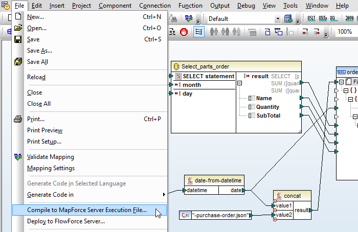 Save a data mapping as an execution file for MapForce Server Use Case 