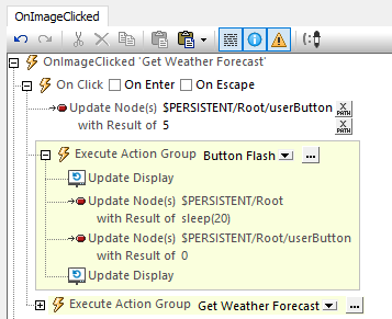 Actions performed on image click to implement visual feedback in mobile applications