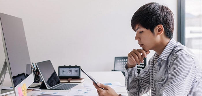 man working in an office